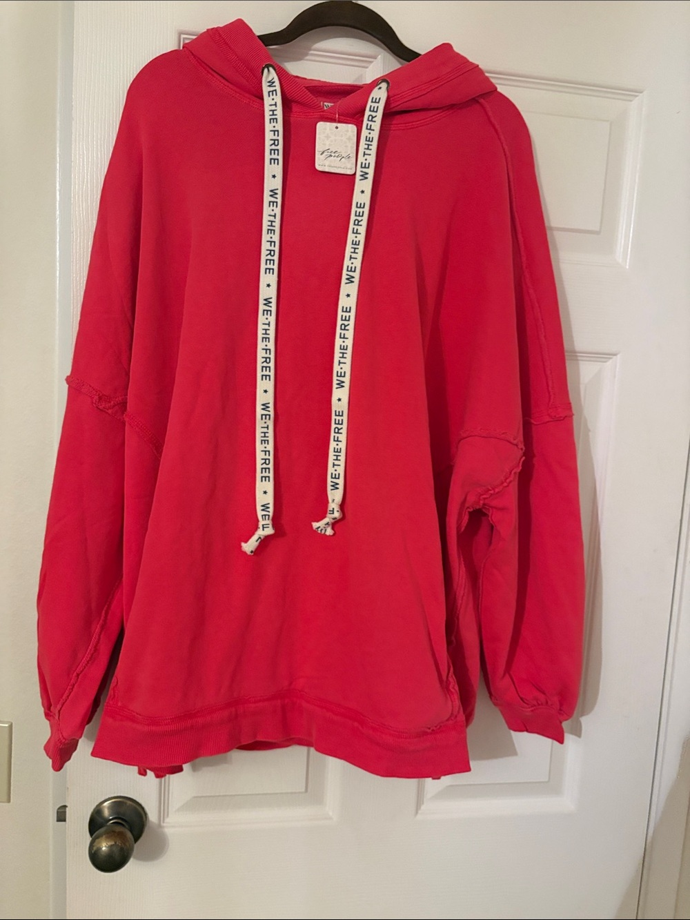 We The Free Red Oversized Hoodie with Branded Drawstrings